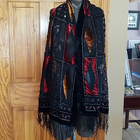 unknown Accessories - Beautiful Shawl Scarf Sheer Black & Autumn Colors